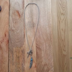 Free People feather and cross chain